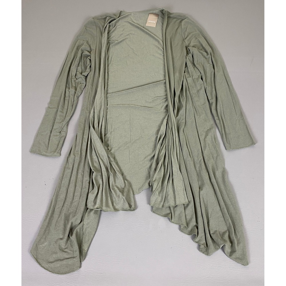 Chicos Reagan Cardigan Women's Size 1 US‎ M Fatigue Green Sharkbite Hem New NWT